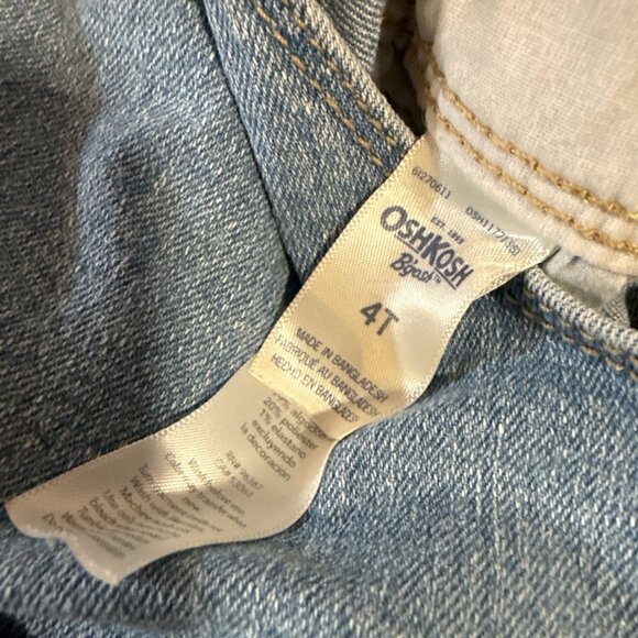 Oshkosh B'gosh Girls Light Wash Floral Embroidered Denim Overalls 4T Western - Picture 3 of 6